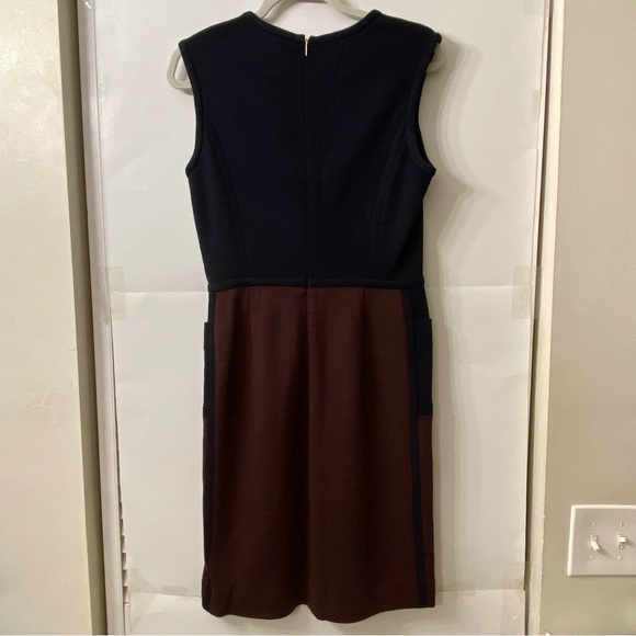 Tory Burch Plum Navy Colorblock Brianna Wool Blend Sheath Dress S - Picture 5 of 11